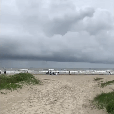 Waterspout Forms in Gulf of Mexico Near Galveston, Texas