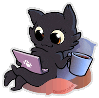Coffee Working Sticker by Créu Cat