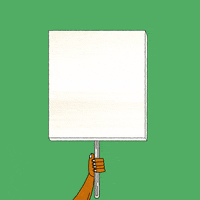 Digital art gif. Cartoon hand hoists a white picket sign that reads, in pink font, "They aren't stopping with Roe," against a green background.