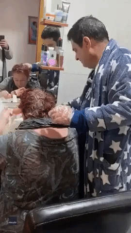 Husband Dyes Wife's Hair With Paintbrush Amid Coronavirus Lockdown in Spain