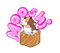 Spiritedartwork food pink animal fish Sticker