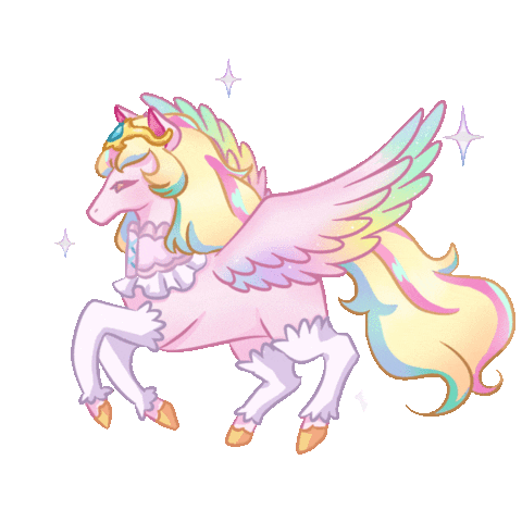 magical_yuki giphyupload cute rainbow flying Sticker