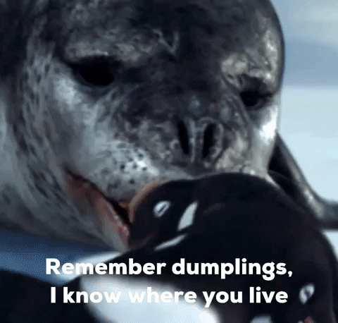 LukeSnywalker happy feet leopard seal i know where you live remember dumplings GIF