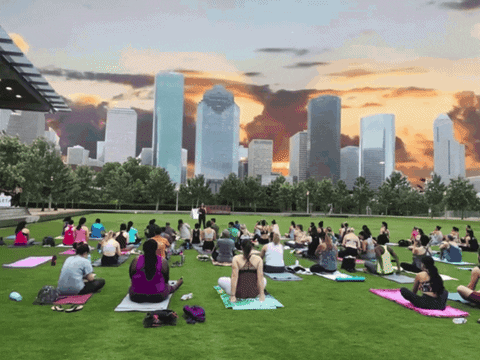 Buffalo Bayou Yoga GIF by Buffalo Bayou Partnership