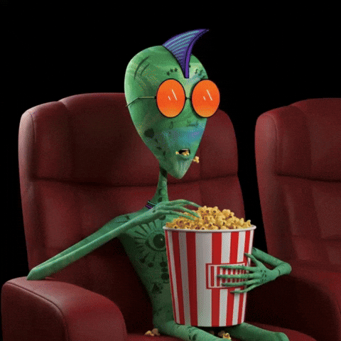 Movie Theatre Popcorn GIF by Lonely Aliens