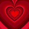 Digital art gif. A red heart-shaped tunnel opens up and hypnotizes us.