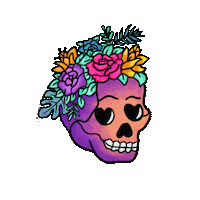ArtKandy skull frida kahlo flower crown cute skull Sticker