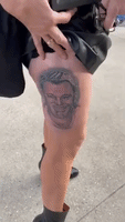 Fan Shows Off Shane Warne Tattoo at Cricketer's Memorial in Melbourne