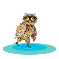 Ice Skating Owl Sticker
