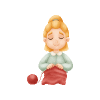 Girl Knitting Sticker