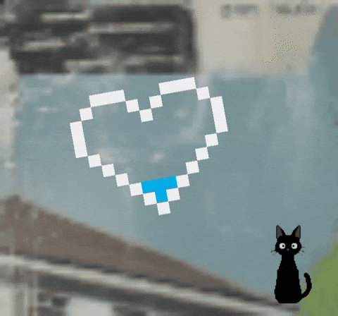 Black Cat Pixel Heart GIF by ellaknor