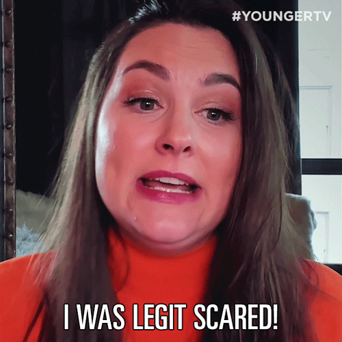 Scared Aftershow GIF by YoungerTV