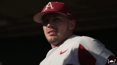 Ncaa Baseball Smile GIF by Arkansas Razorbacks
