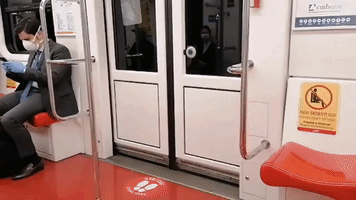 Italians Practice Proper Social Distancing on Milan's Metro