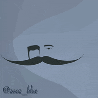 Zooz_blue art man bird mustache GIF