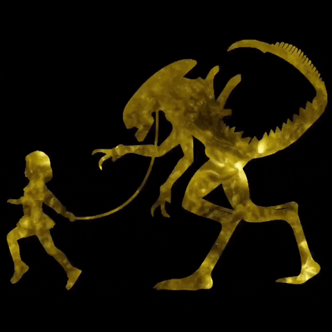 transgreaser happy alien skipping xenomorph GIF