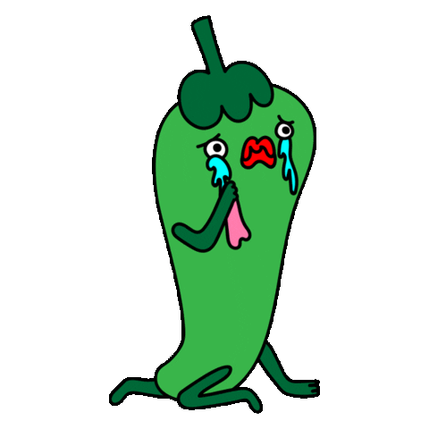 Sad Green Pepper Sticker by curly_mads