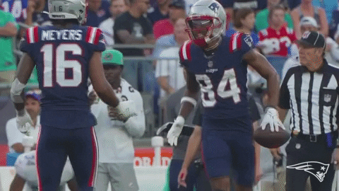 High Five Kendrick Bourne GIF by New England Patriots