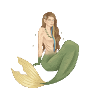 suisigart girl sticker scary fish Sticker