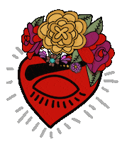 pifelv love heart flowers frida Sticker