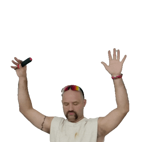 Look Down Hands Up Sticker by AaronBeardNZ