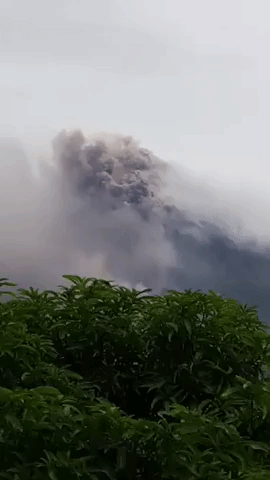 Mayon Volcano Churns Smoke Clouds Into Skies of Eastern Albay Province