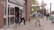 TallBoyz protest subway run away running away GIF