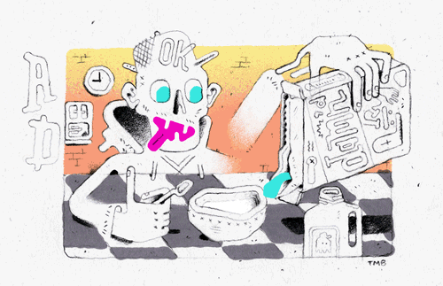 skull breakfast GIF by Tim Beckhardt