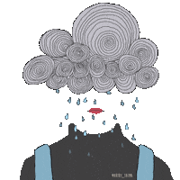Sad Head In The Clouds Sticker