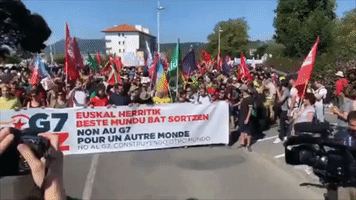 G7 Counter Summit Demonstrators March Through Hendaye, France, Demanding Action From World Leaders