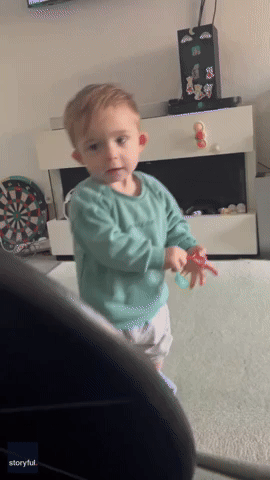 Toddler Is Amazed by His Own Dart Skills