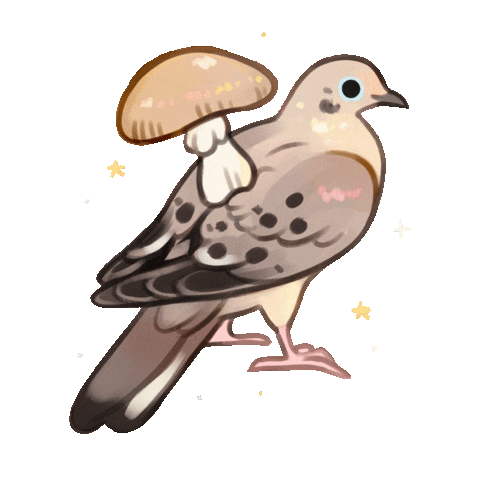 Cookiedoves bird mushroom dove cute bird Sticker