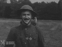 NationalWWIMuseum black and white smiling military moustache GIF