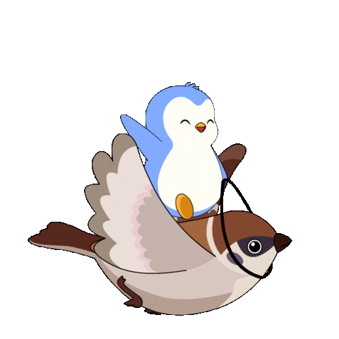 Flying On My Way Sticker by Pudgy Penguins