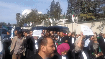 Lawyers Protest in Algiers Against President's Bid for Fifth Term