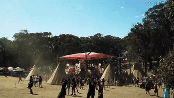 Concert Goers Dance Alongside Dust Devils Whipping Through Outdoor Festival