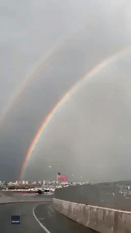 Stunning Double Rainbow Appears Over Downtown Denver