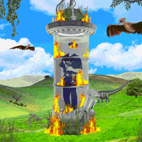 lemosrockstar art police burn collage GIF