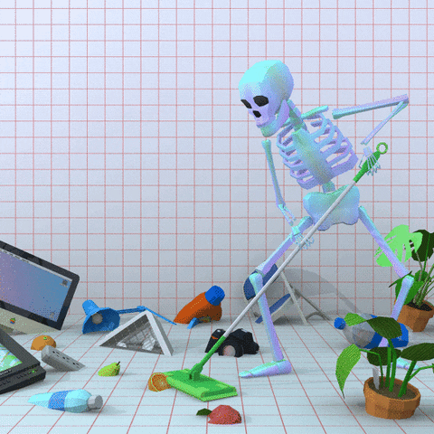 Skeleton Cleaning GIF by jjjjjohn