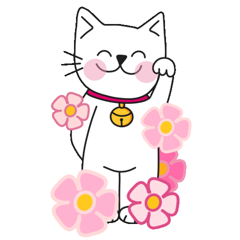 Happy White Cat Sticker by Cat & Raven