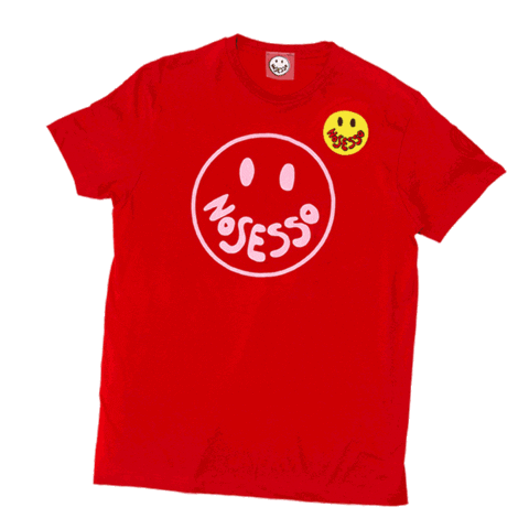 nosesso smiley red shirt black fashion no sesso Sticker