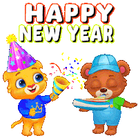 New Year Party Sticker by Lucas and Friends by RV AppStudios