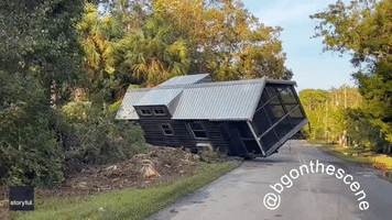 Building Washed Onto Florida Road During Hurricane Idalia