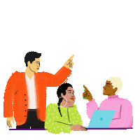 Text gif. The message "education is activism" reads above a scene of three modern, academic adults in conversation as they point at symbols of a government building, the scales of justice, a condom, round white pills, and an IUD.