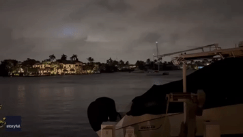 Power Line Blows as Fort Lauderdale Experiences Heavy Rainfall