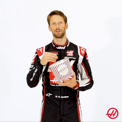 haasf1team giphyupload f1 formula 1 eating popcorn GIF
