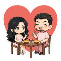 Dinner Time Couple Love Sticker