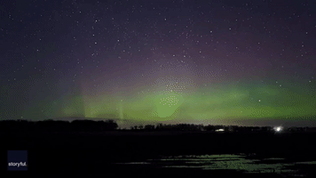 Aurora Borealis Shimmers Over Grafton, North Dakota