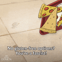 LittleDemonFX fight pizza fascist gluten-free GIF