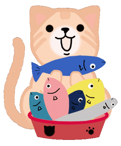 nekoneko299 cat eat fish かわいい Sticker